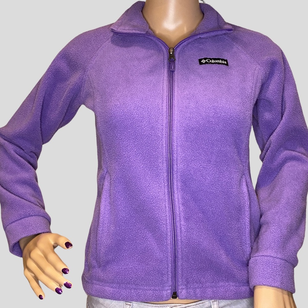 Girls' Columbia Benton Springs Purple Front Zip-up Fleece Jacket Size Medium VGC - Picture 3 of 6